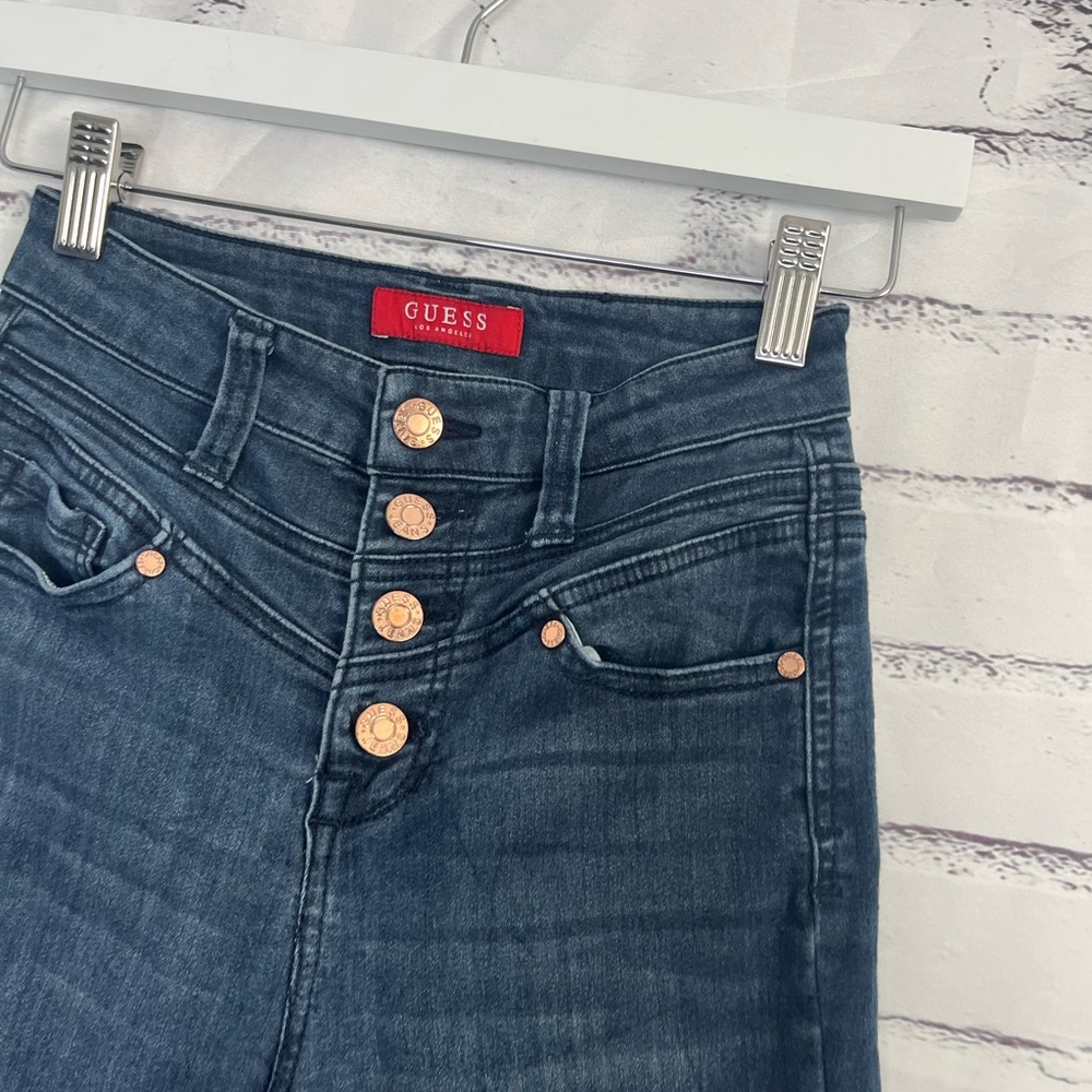 Guess High Rise Button Fly Skinny Jeans Dark Wash Women’s 25 Stretch Denim - Picture 8 of 17